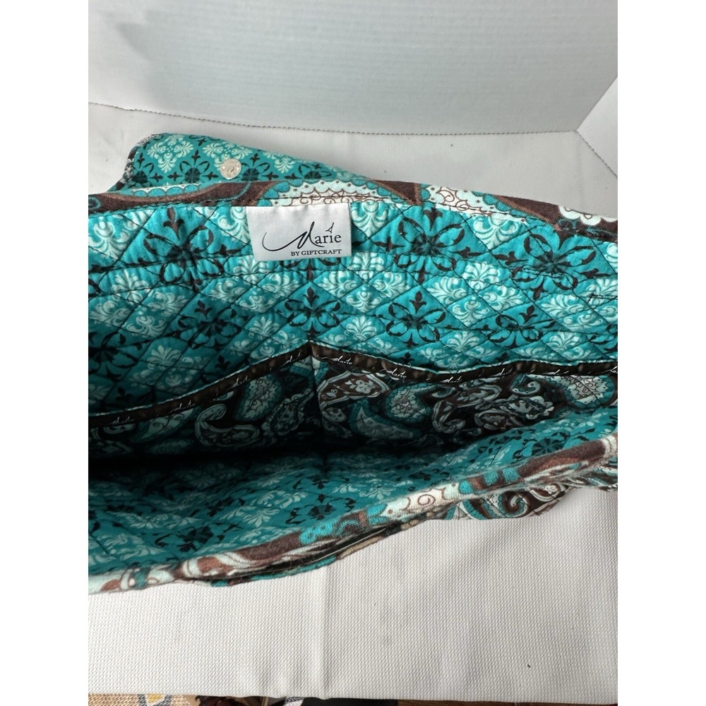 Marie By Giftcraft Paisley Shoulder Bag Turquoise Brown Quilted - Picture 8 of 16